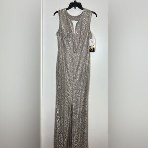 Elegant Silver Lace Dress